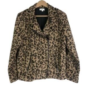 Umgee Leopard Moto Jacket Womens S Brown Biker Glam Bold Edgy Mob Wife Core
